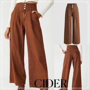 NWT Cider Size S Denim Wide Waistband Wide Leg Jeans - Brown
